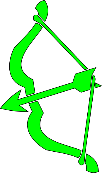 Bow And Arrow Cartoon - Green Bow And Arrow Clip Art - (348x591) Png  Clipart Download
