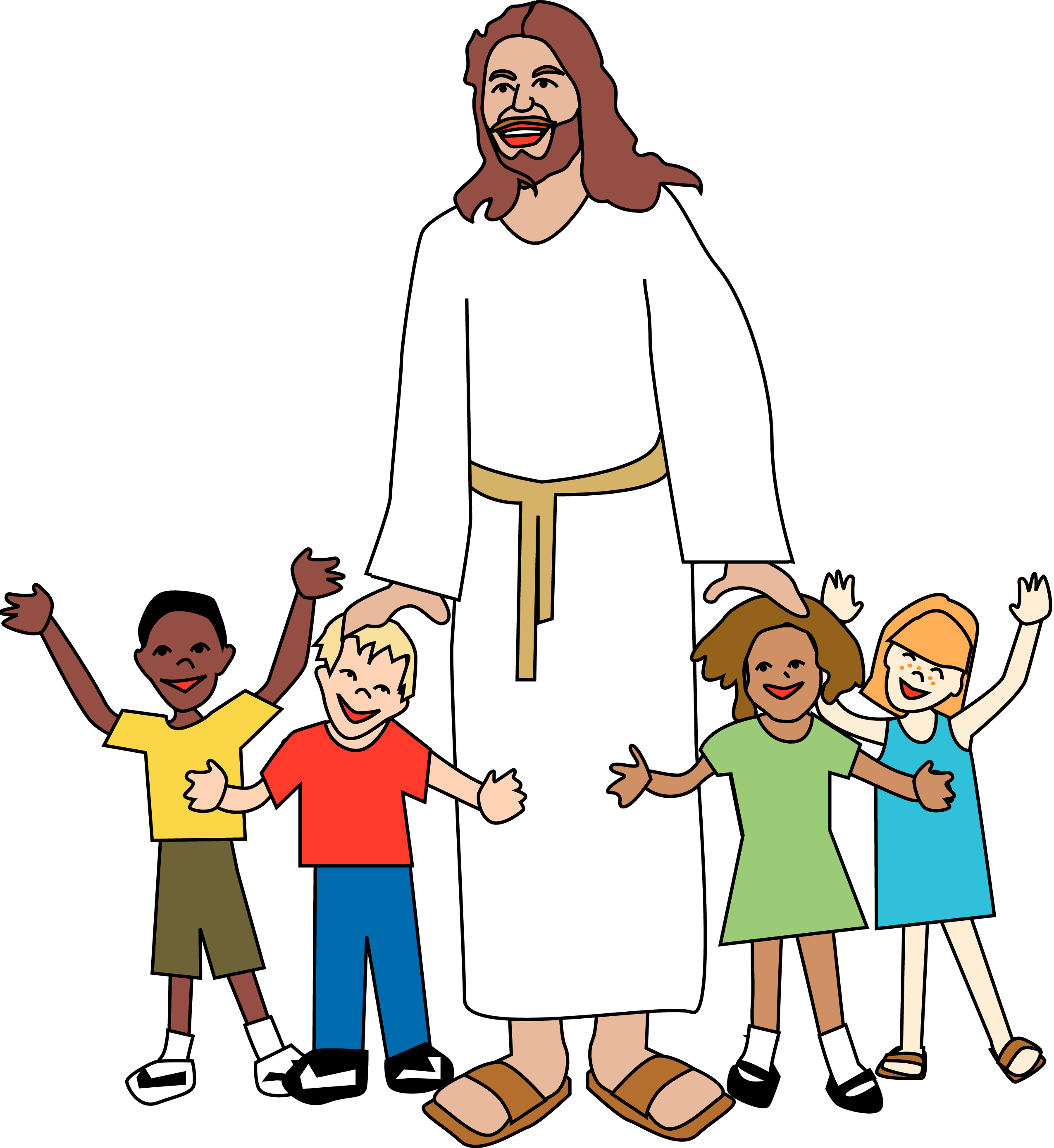 Sunday School Jesus Clip Art Merry Christmas Amp Happy - Jesus And Kids (2550x2779)