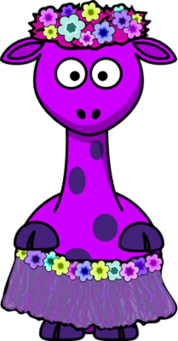 Giraffe Flowers Hula Dress - Cartoon (600x1148)