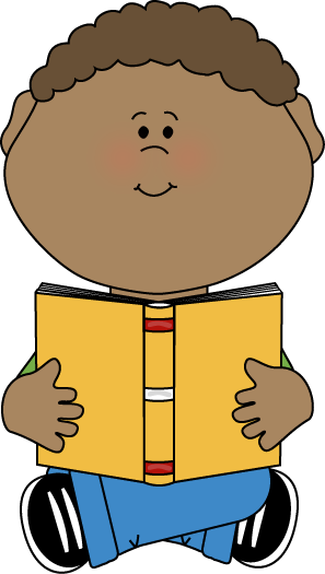 Boy Sitting With Book - Boy Reading Clipart (297x525)