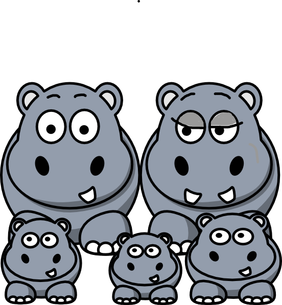 Hippo Family Clip Art - Baby Hippo Wall Calendar (552x597)
