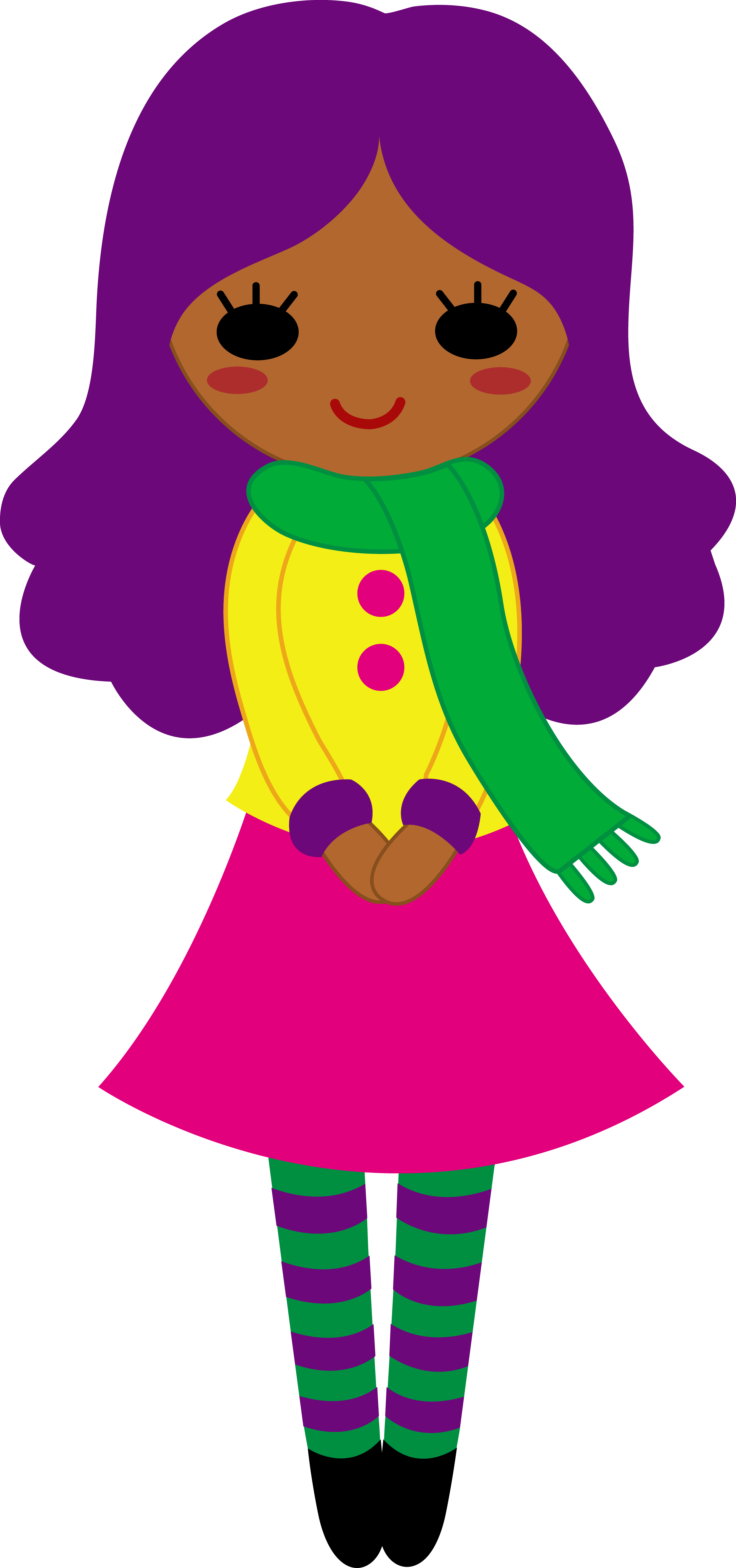 Cute Girl With Purple Hair - Girl Purple Hair Clipart (3402x7243)