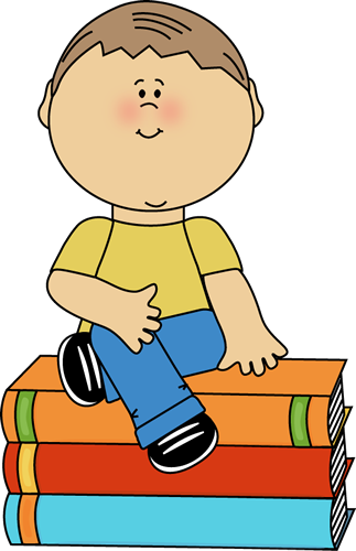 Boy Sitting On Books - Boy Sitting Clipart (323x500)