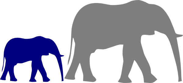 Mother And Baby Elephant Clip Art - Elephant Clipart Black And White (600x274)