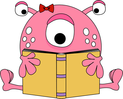 Book Reading Clipart Clip Art - Monster Reading A Book (500x403)