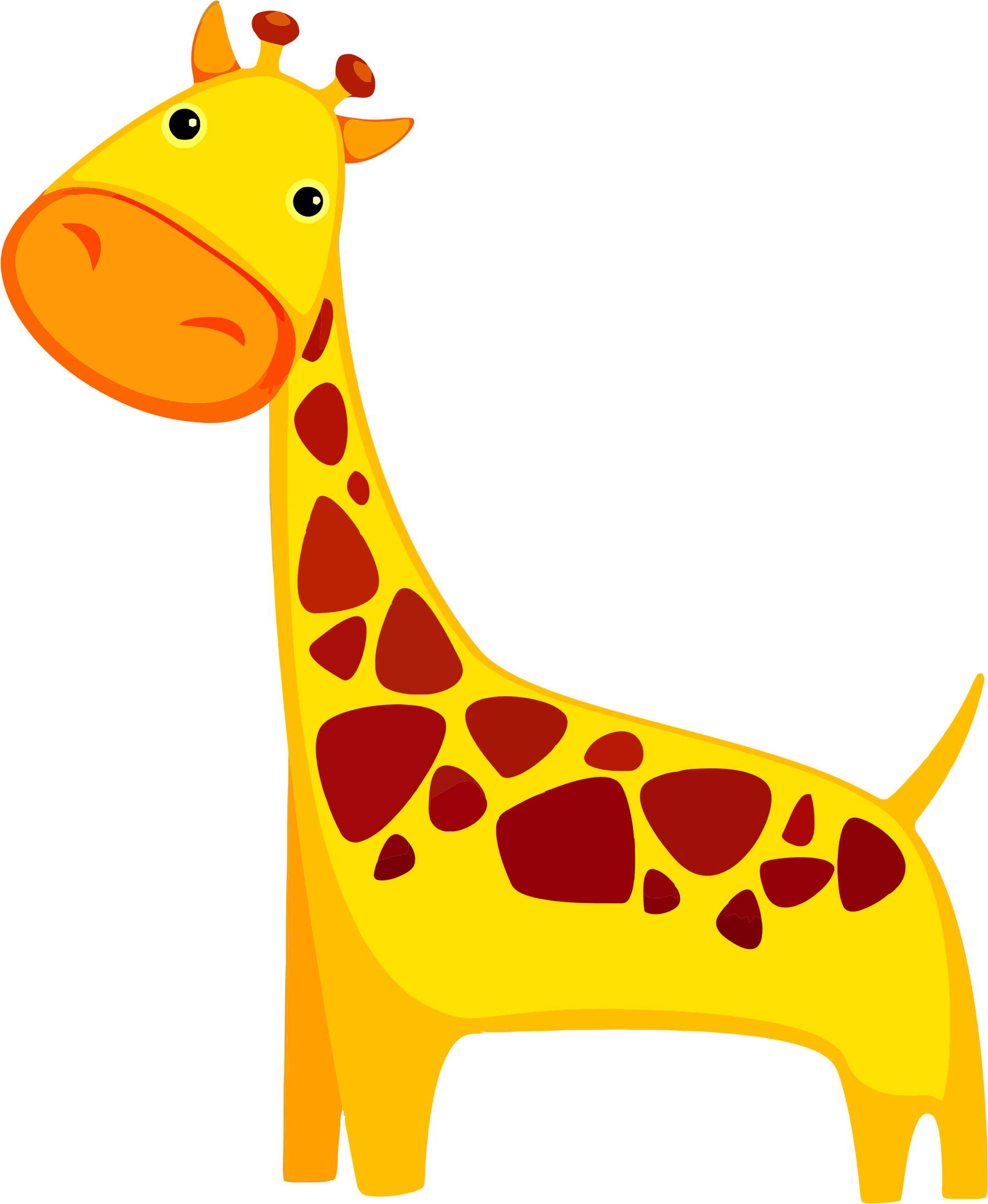 Giraffe Clipart - Giraffe Cartoon (1774x2162)
