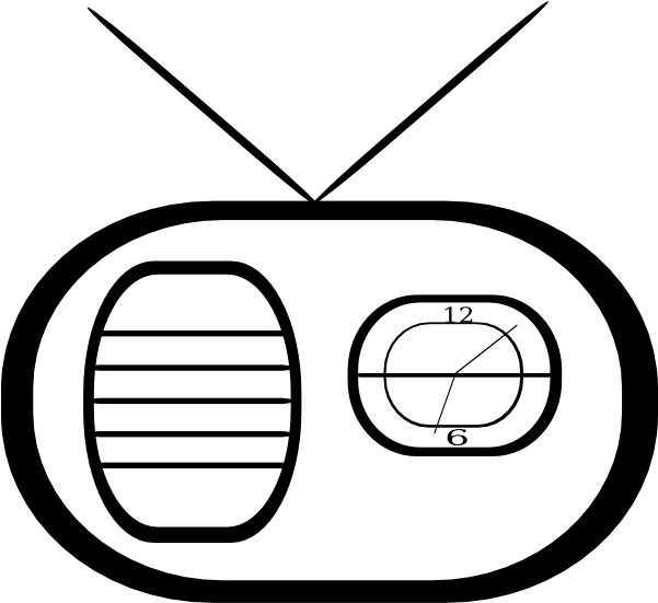 Clock Radio Clip Art At Vector Clip Art - Radio Clipart Black And White (600x565)