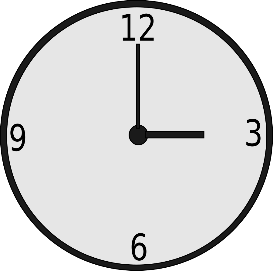 Clock Clip Art - 3pm Clock (900x893)