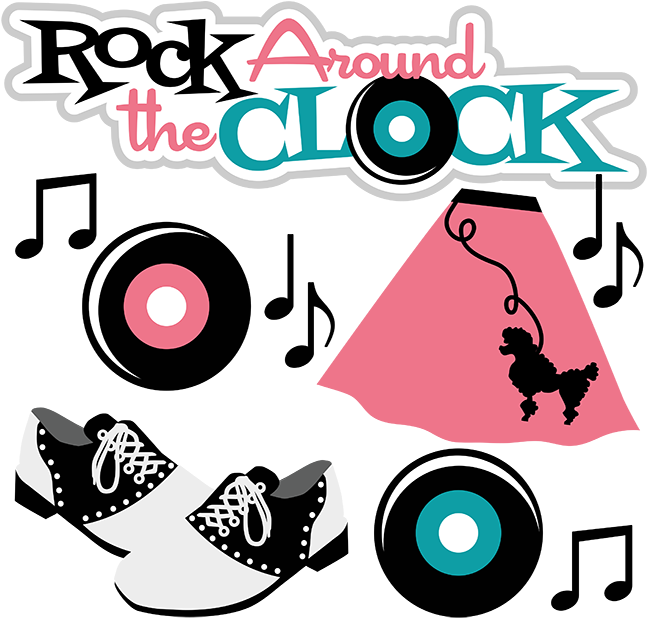 50s Clip Art - Rock Around The Clock Png (648x628)