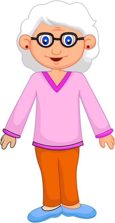 Family Clipartcartoon - Grandmother Standing Clipart (418x800)