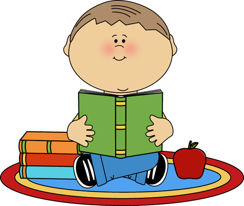 Baby Reading Clipart - Boy Reading Clipart (500x422)