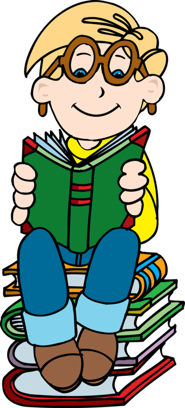Boy Reading On Stack Of Books Clipart Clipartfest - Clipart Boy With Books (640x1408)