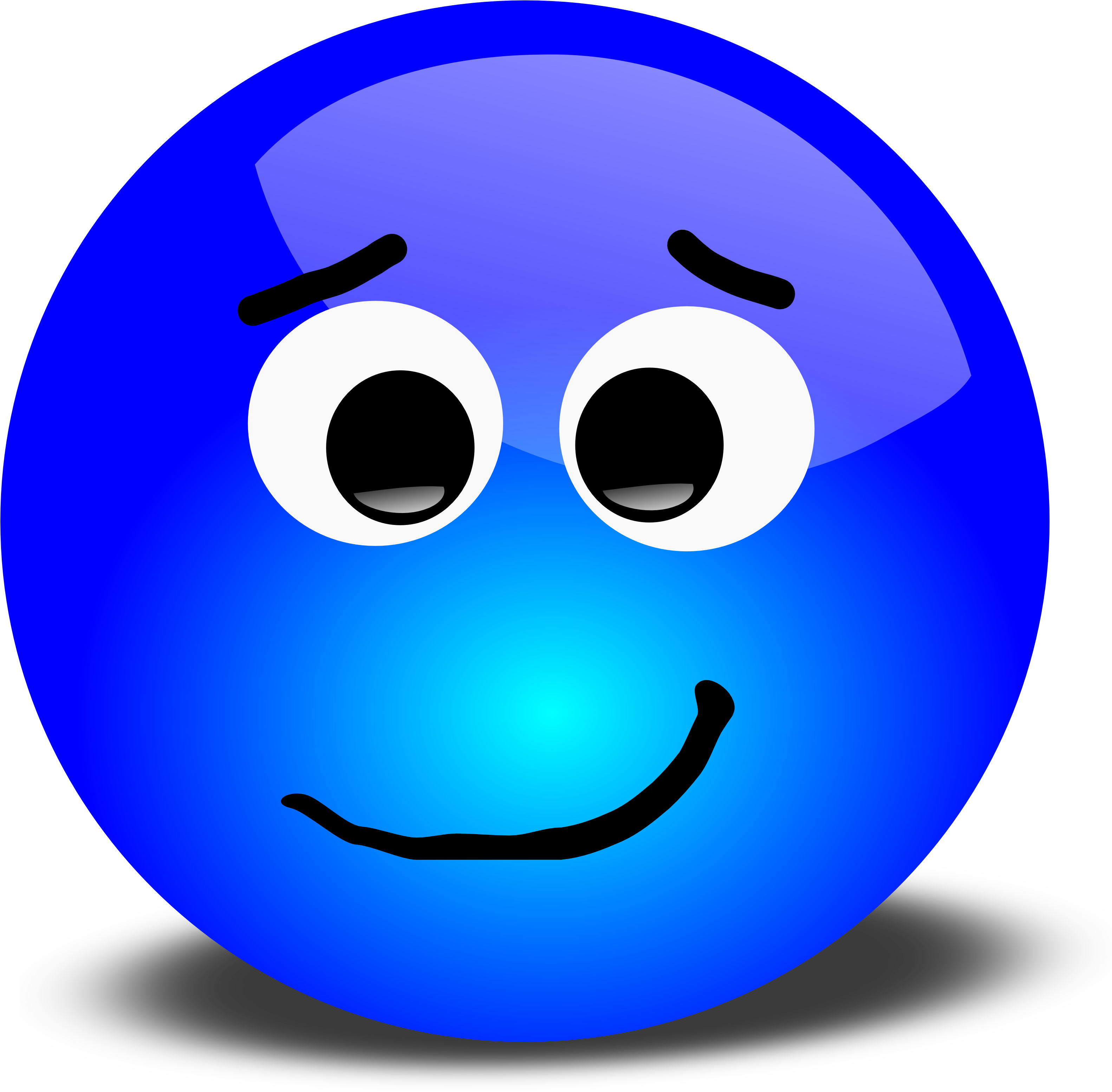 Vector Graphic Of A Blue 3d Smiley Portraying A Bothered - Smiley Face Clip Art (3200x3134)