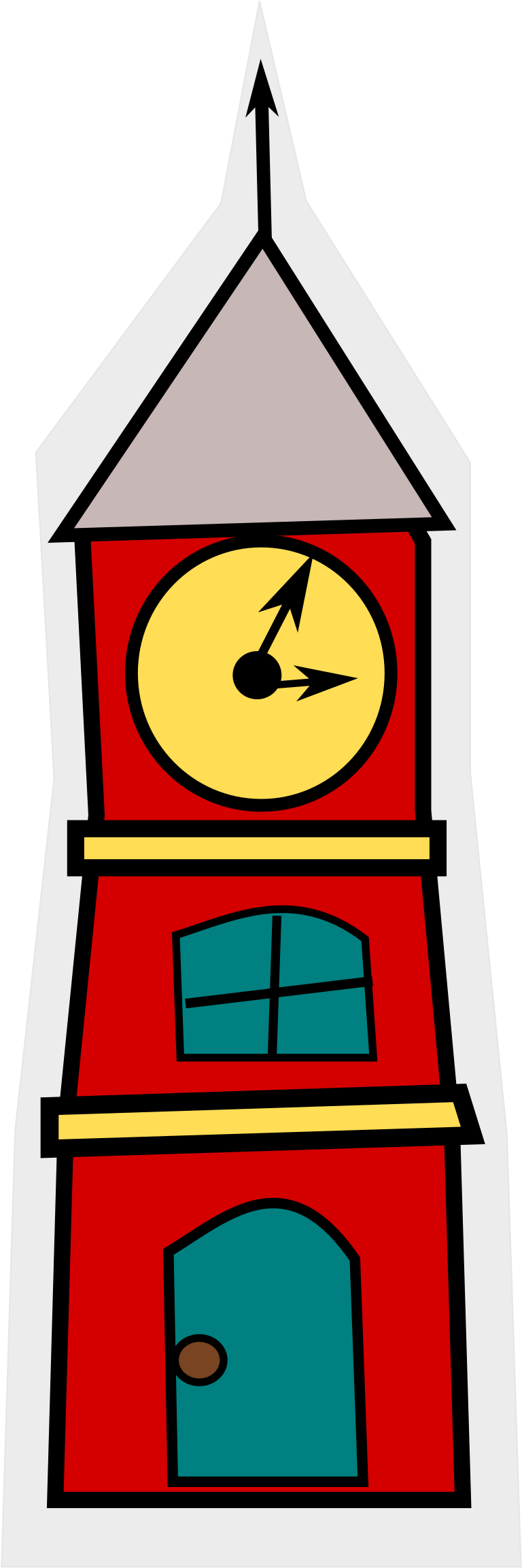 Town Council Clock Tower Cartoon Clipart - Clock Tower Clipart Png (808x2400)