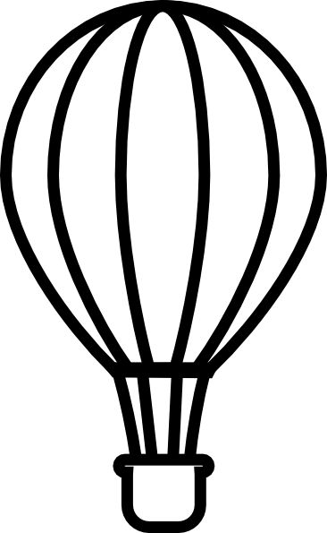 Hot Air Balloon Clipart Black And White - Hot Air Balloon Outline Clipart (366x595)