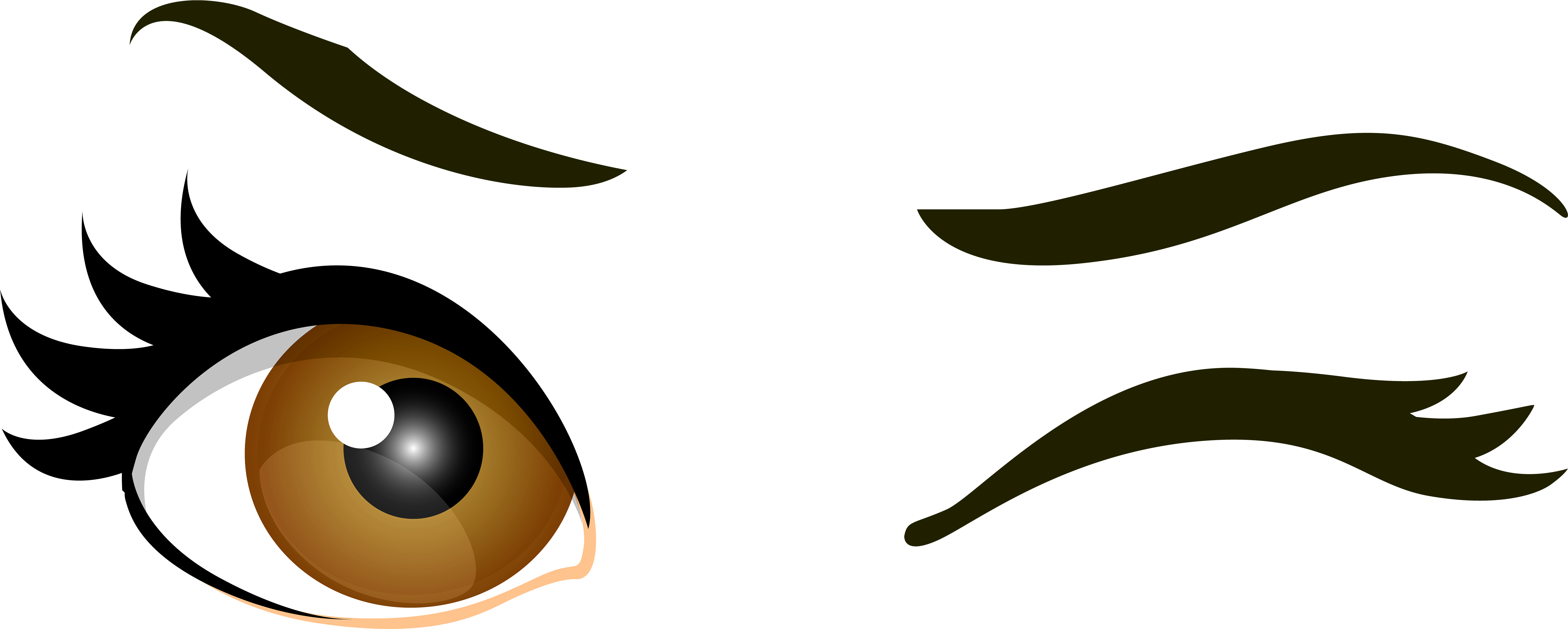 Brown Winking Eyes Png Clip Art - Winking Clipart (7000x2809)