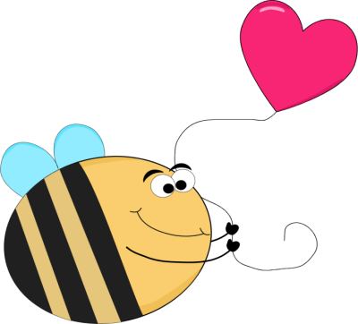Funny Bee With A Heart Shaped Balloon - Funny Picture Of A Heart (400x362)