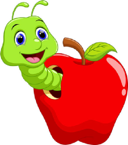 Grappige Cartoon Worm In De Appel Royalty Vrije Cliparts, - Caterpillar In Apple (500x500)