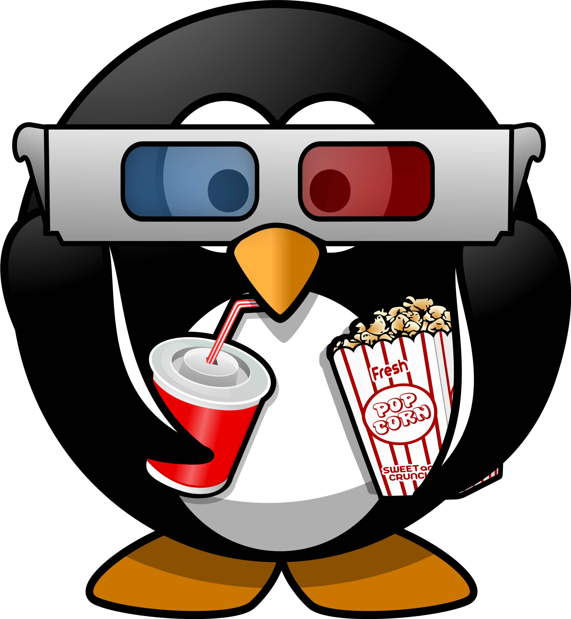 Clipart Penguin With Glasses - Cinema Clipart (2215x2400)