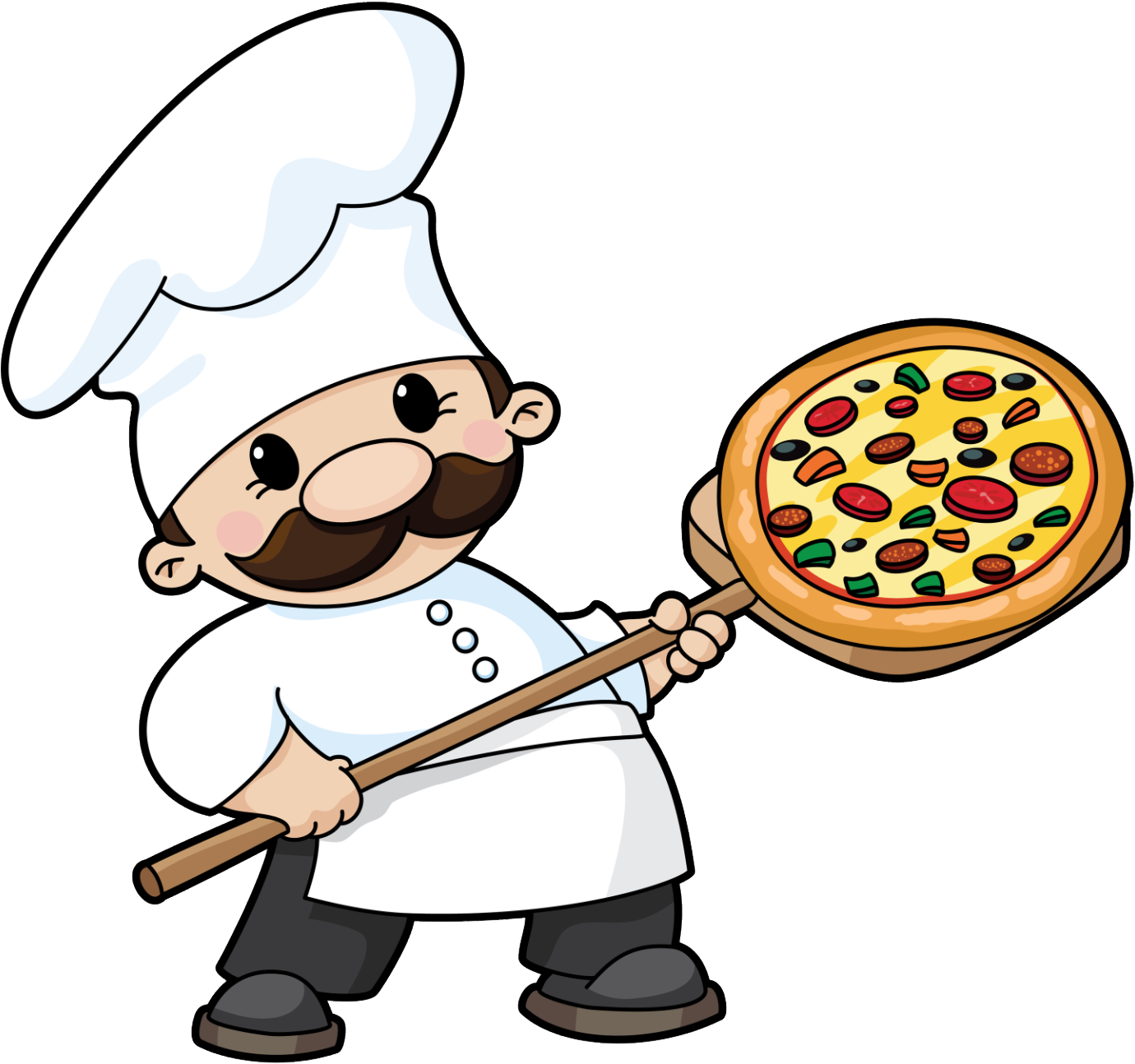 Not Your Average Pizza Place - Cartoon Chef Making Pizza (1380x1294)