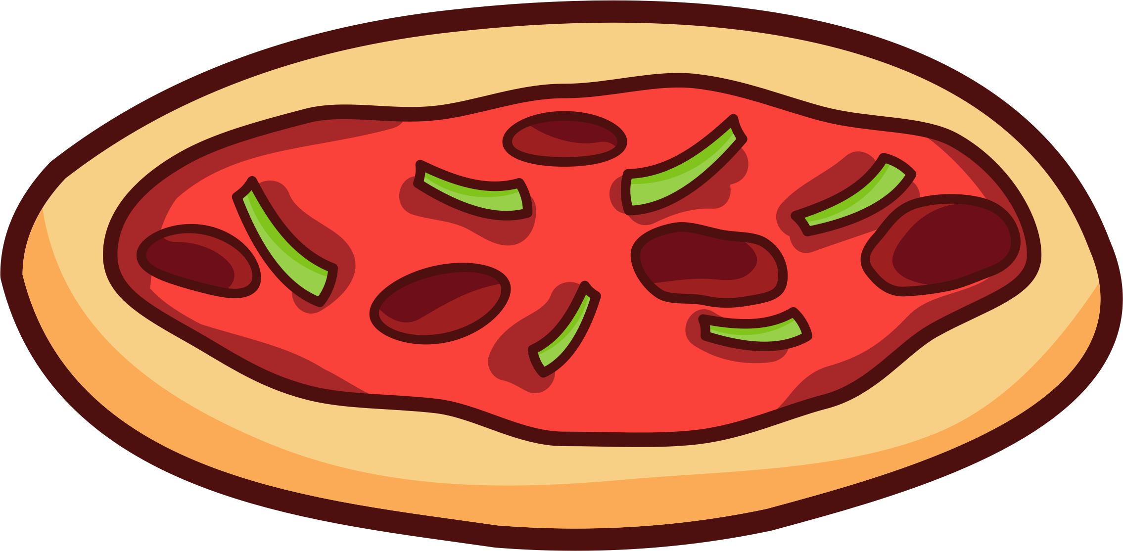 Clipart Of Pizza, Pizza By And American Food - Gambar Pizza Kartun Png (2270x1114)