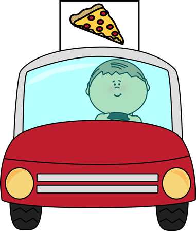 Pizza Delivery - Pizza Delivery Car Clipart (381x450)