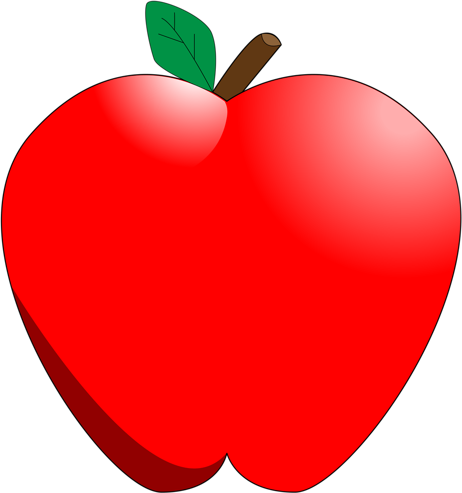 Apple Clipart Transparent Background - Cartoon Apple (1737x1857)