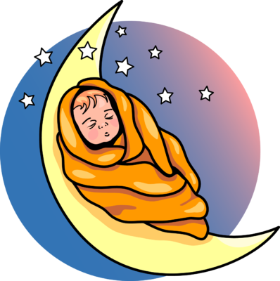Baby On The Moon Clip Art - Baby Sleeping On Moon Clip Art (398x400)