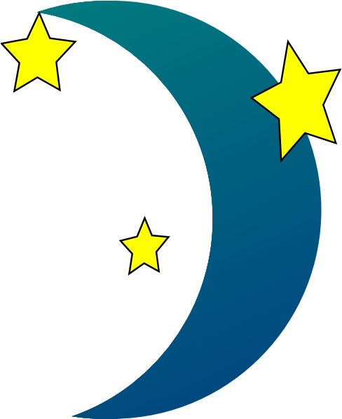 Happy Moon Clipart Free Images - Night Time Stars Clipart (510x597)