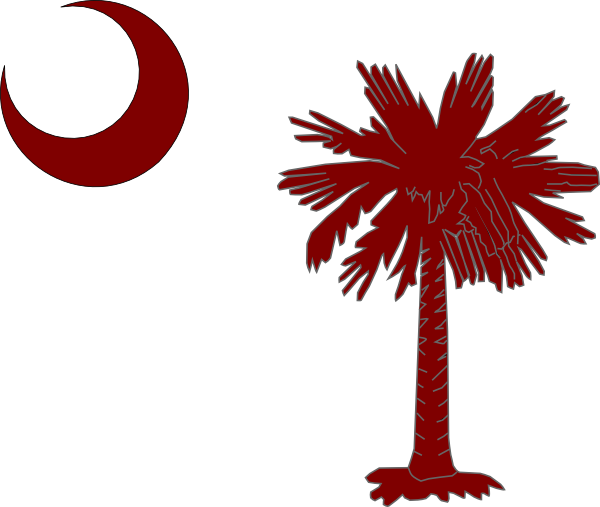 Garnet Palmetto Tree & Moon Clip Art - Flag Of South Carolina (600x507)