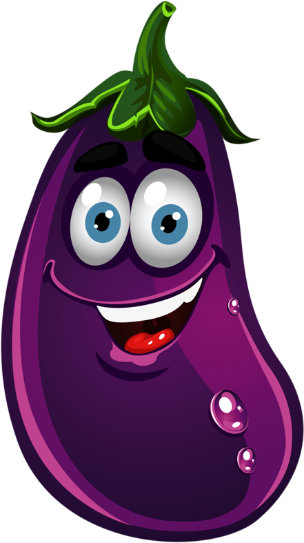 Image Fruit - Eggplant Clipart With Face (569x800)