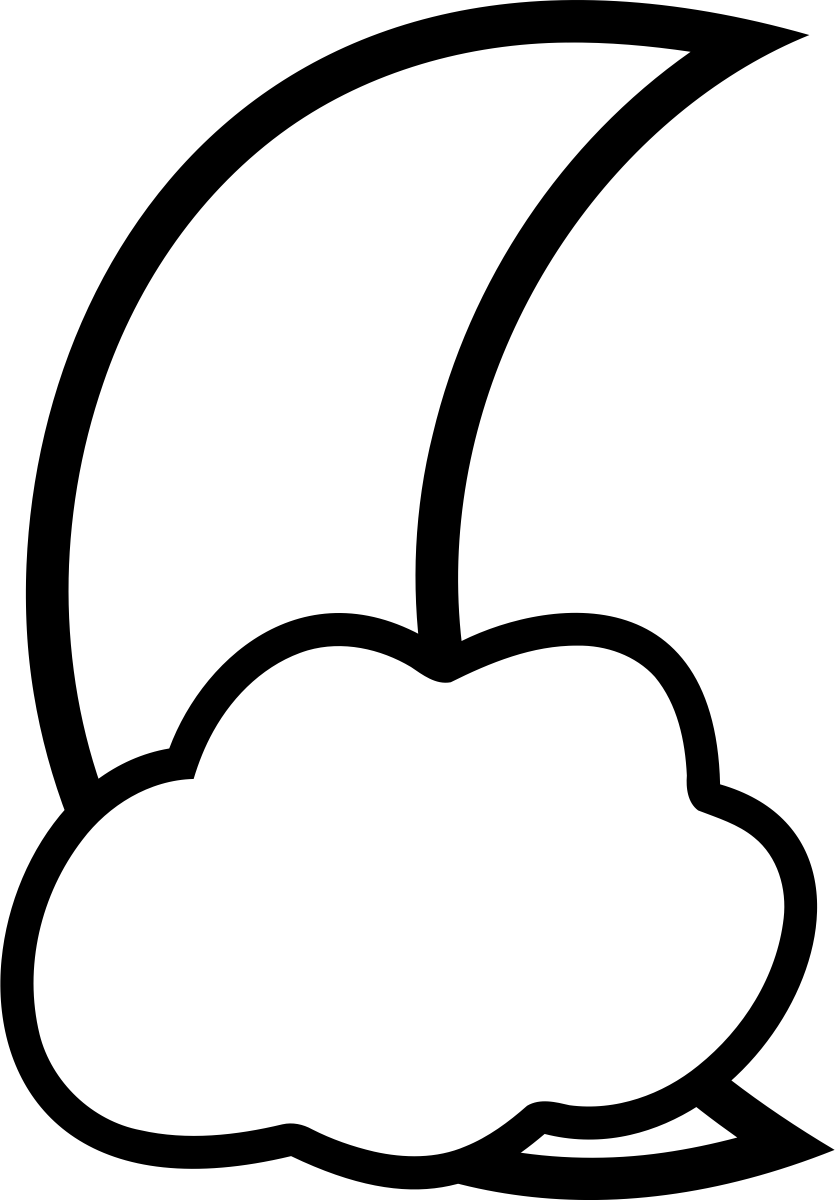 Classy Moon Clipart Black And White Cloud Covered Outline - Moon And Cloud Outline (1670x2400)