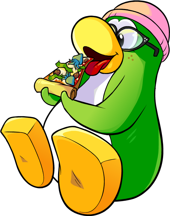 Girl Eating Pizza Clipart - Club Penguin Eating Png (720x720)