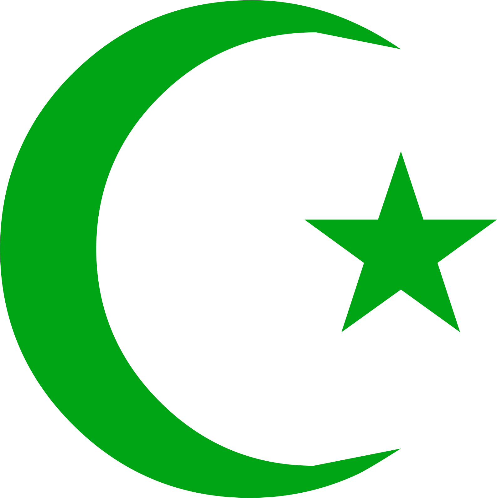 Green New Moon - Crescent Moon And Star (1587x1588)