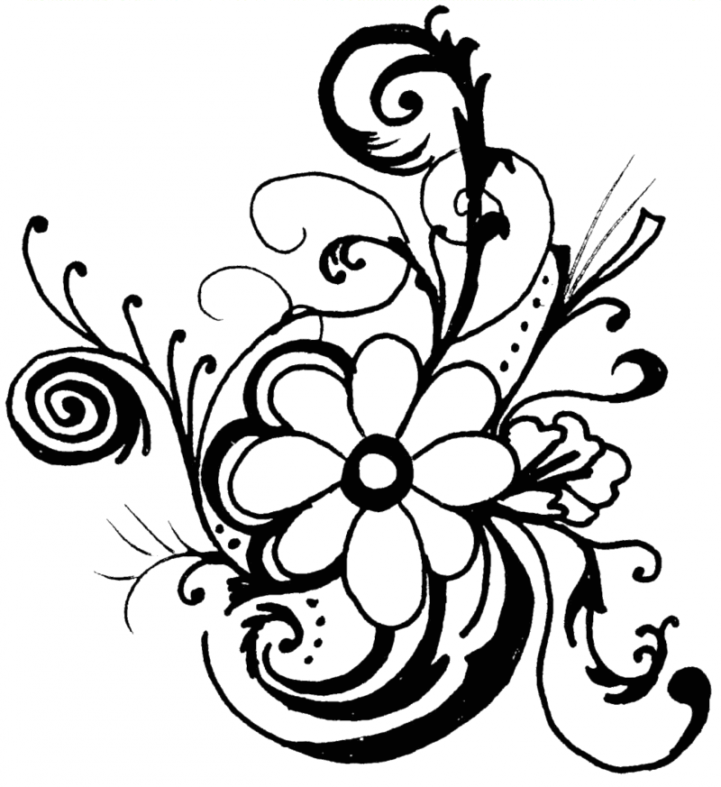 Black And White Clip Art Flowers Pictures Image - Black And White Flower Clipart (800x873)