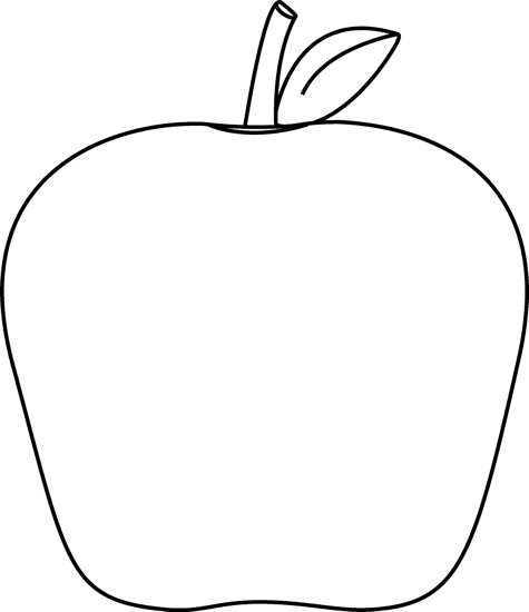Black And White Apple Clip Art - White Apple Clipart (475x550)