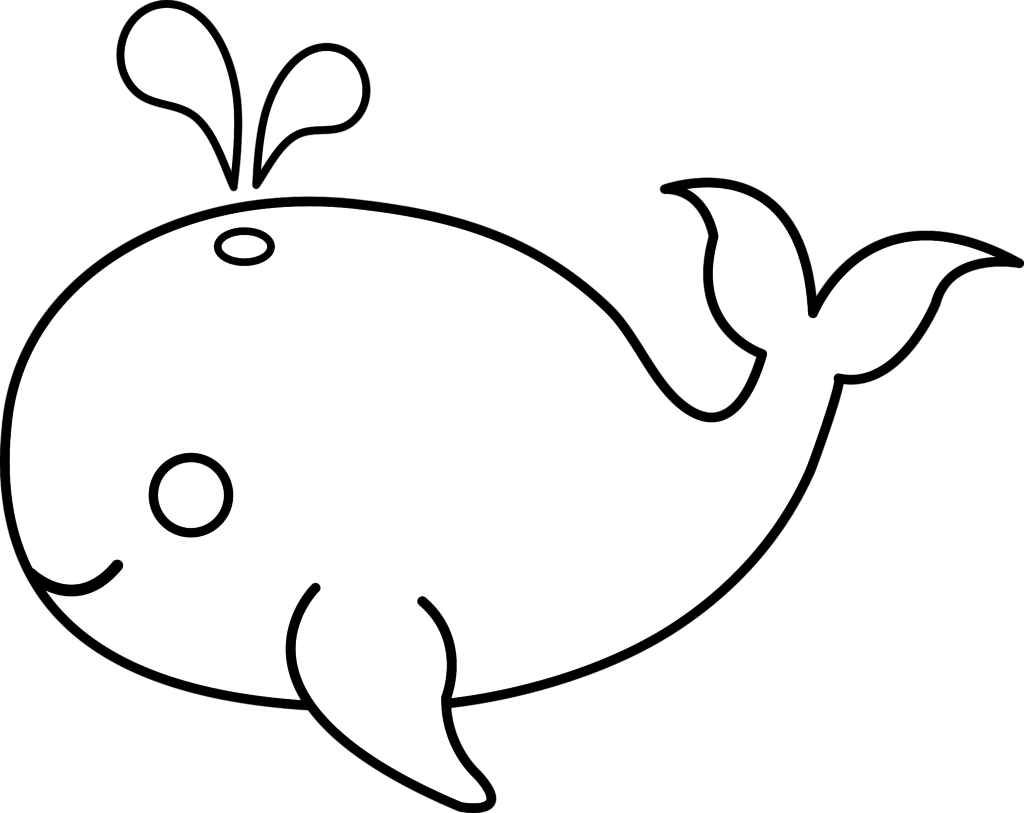 Baby Whale Photos Of Clip Art Free Printable - Cartoon Whale Black And White (1024x813)