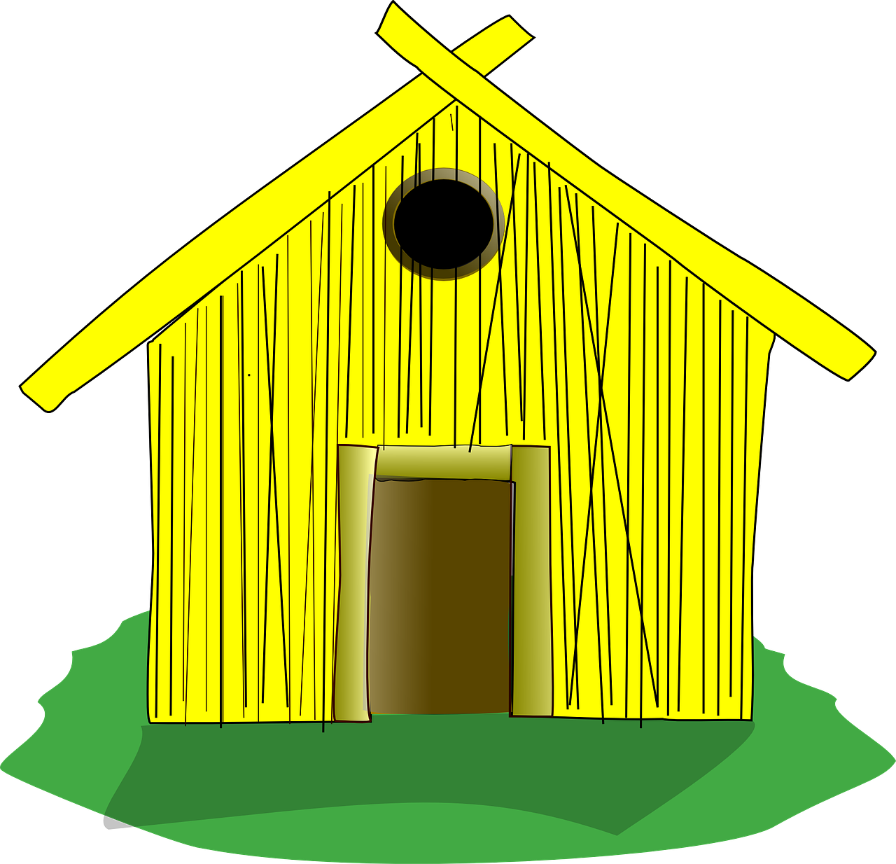 House Of Sticks Clipart - Draw A Straw House (1280x1234)