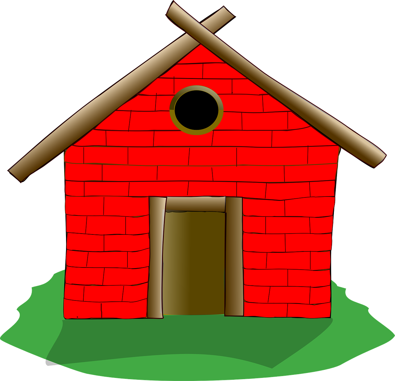 House Clip Art - Three Little Pigs Wood House (1280x1235)