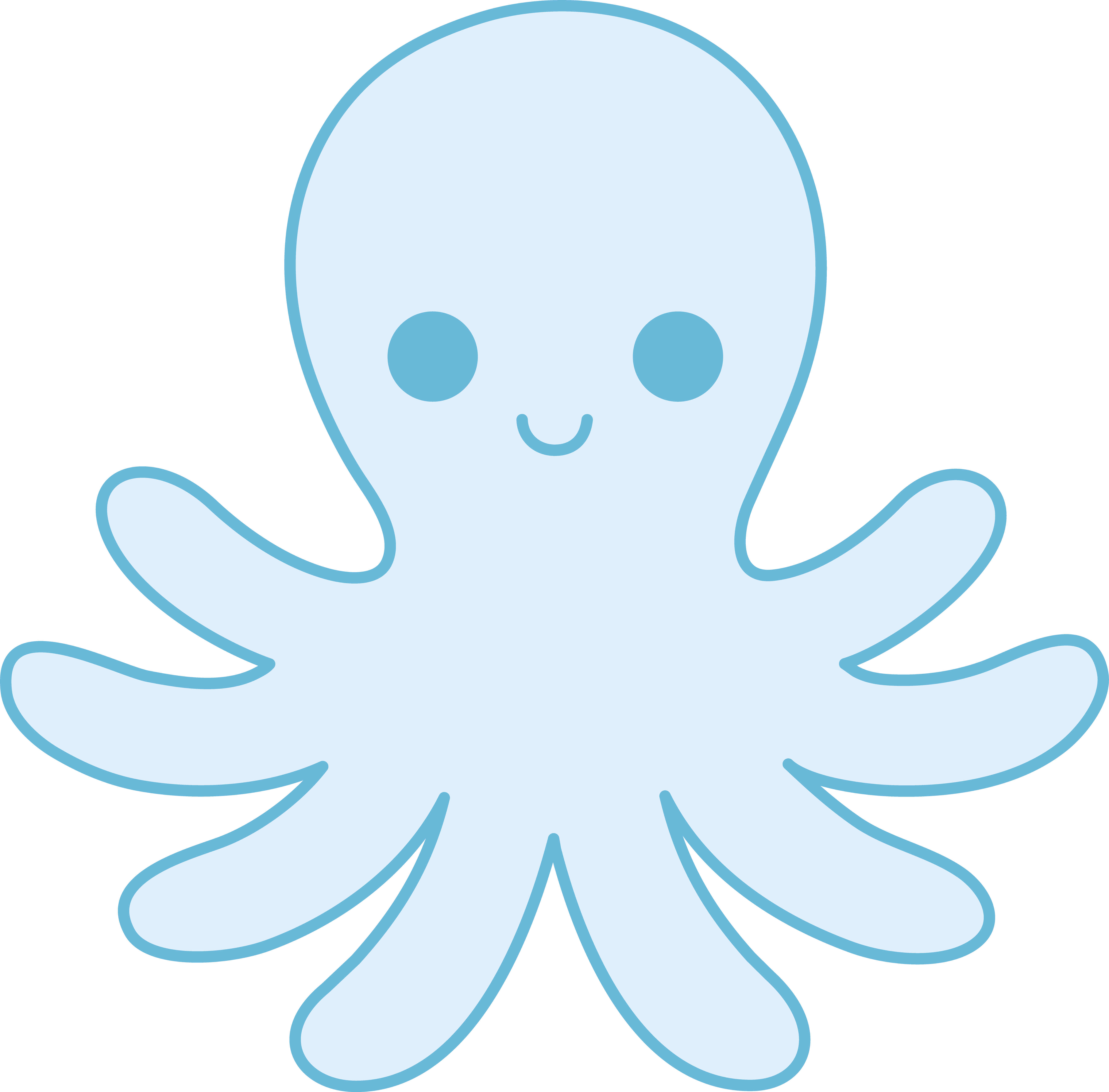 Baby Octopus Clipart - Cute Blue Octopus Clipart (5258x5178)