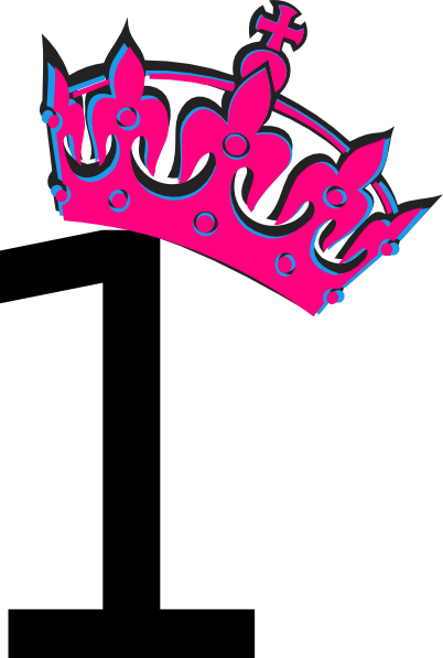 Pink Tilted Tiara And Number 1 Clip Art - Number 1 With Pink Crown (402x597)