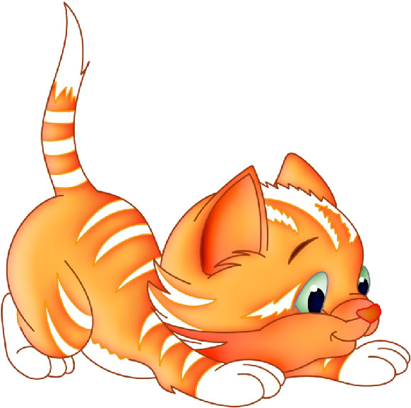 Funny Cartoon Kittens Clip Art Images On A Transparent - Cat Clipart No Background (600x600)