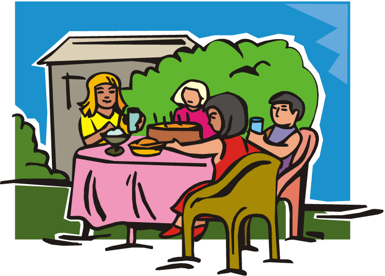 Table Eating Dining Room Dinner Clip Art - People Eating At Table Cartoon (750x538)