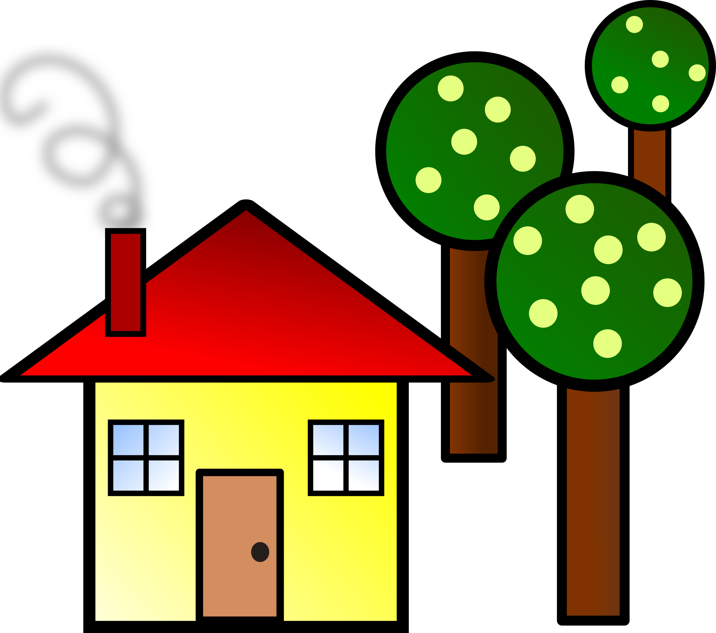 Clipart Smart Ideas Simple House Clipart With Trees - Trees And A House (2400x2120)