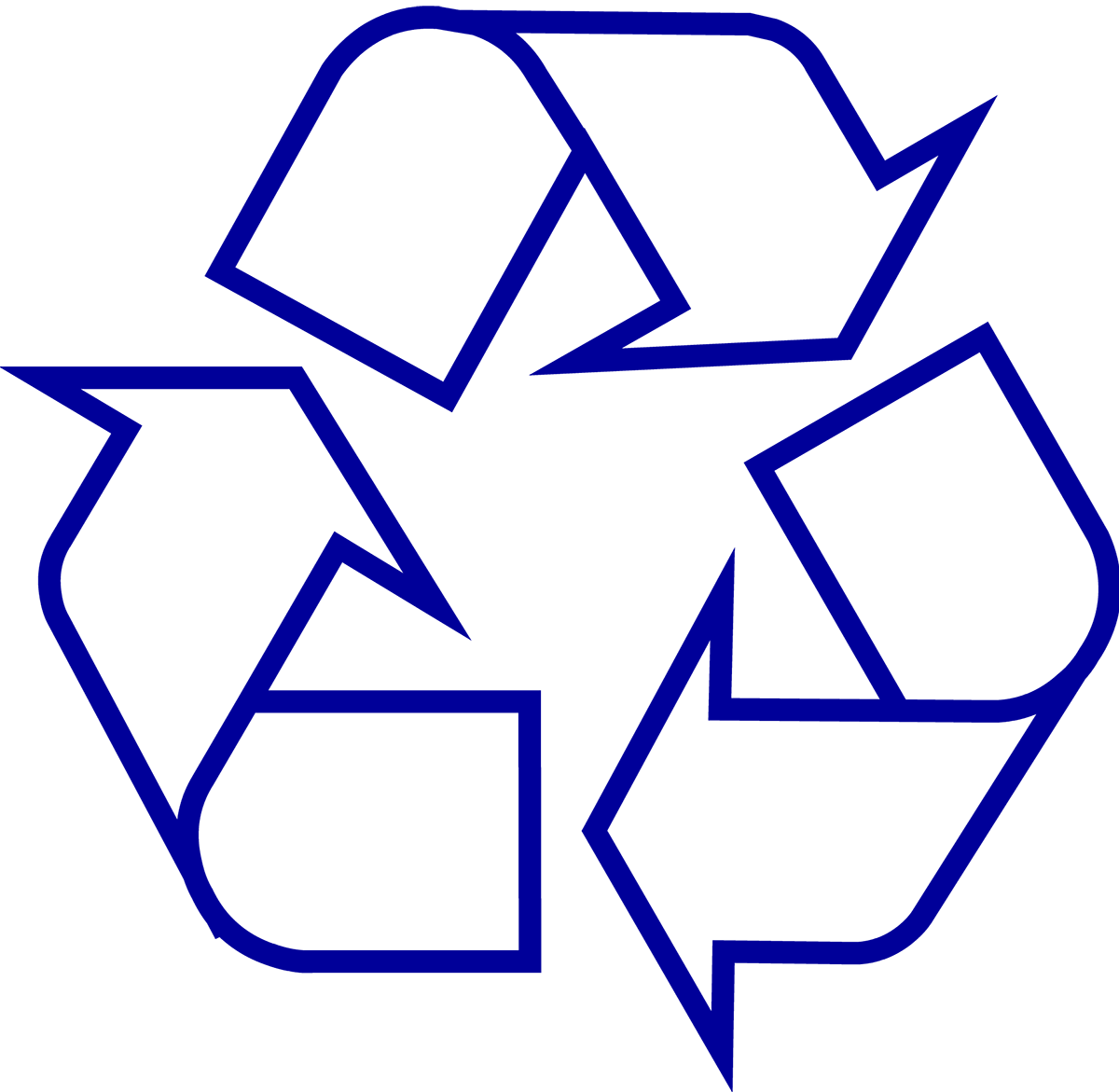 Recycling Symbol Icon Outline Dark Blue - Recycle Png (1200x1171)