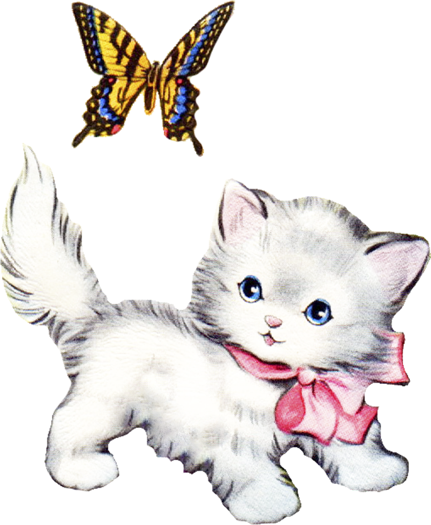 Cute Vintage Kitten Clip Art - Vintage Kitten Clipart (1200x1200)