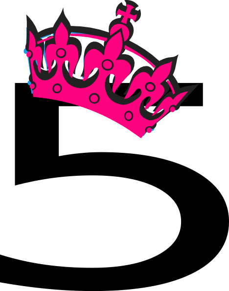 Pink Tilted Tiara And Number 5 Clip Art - 13 Clipart (468x596)