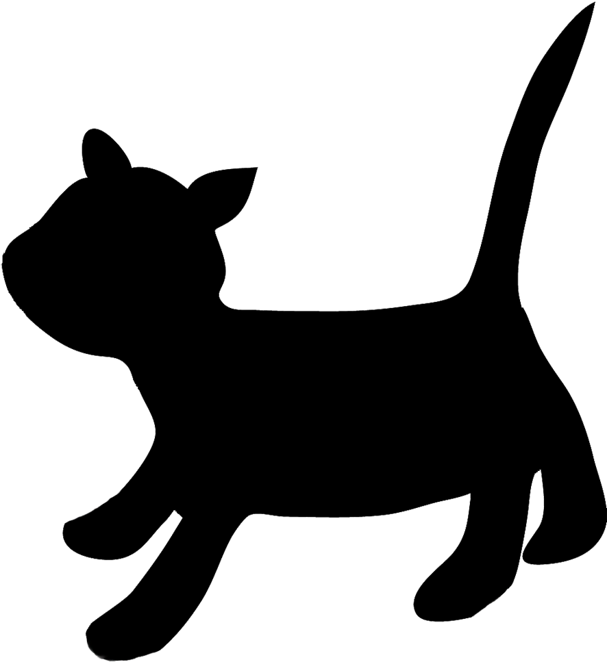 Cat Silhouette Running Kitten - Cat Running Silhouette Png (886x983)
