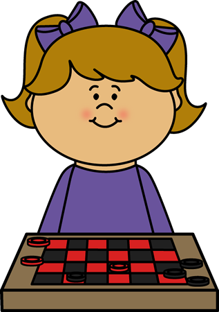 Girl Playing Checkers Clip Art - Girl Playing Games Clipart (317x450)