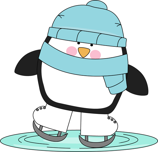 Penguin Skating On Ice - Winter Polar Bear Clip Art (550x530)
